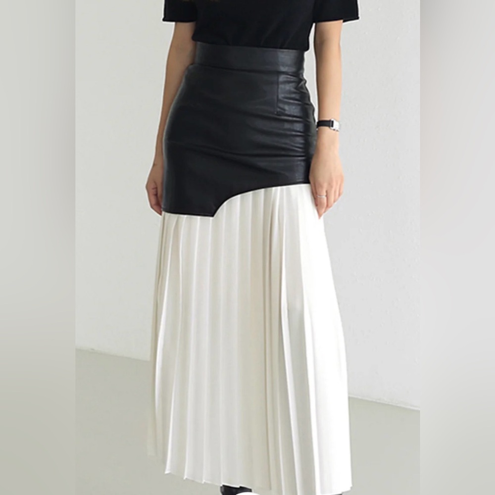 Commense Black and White Asymmetrical Skirt